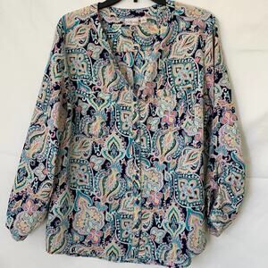 Kim Rogers Colorful Vibrant Paisley Long Sleeve